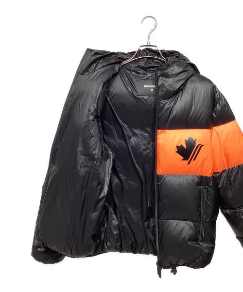 DSQUARED2（ディースクエアード）DSQUARED2 (ディースクエアード) Nylon Hooded Puffer ブラック×オレンジ サイズ:50の古着・服飾アイテム