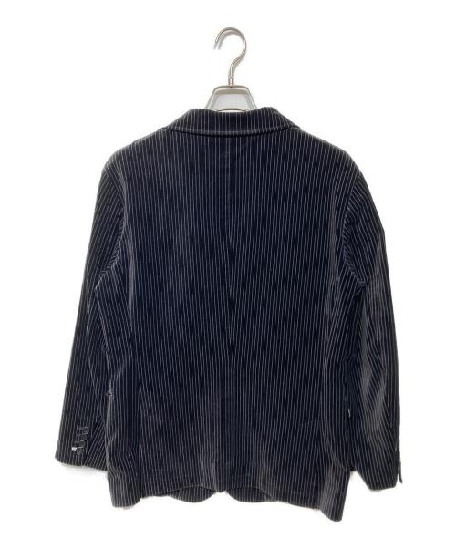 BURBERRY BLACK LABEL（バーバリーブラックレーベル）BURBERRY BLACK LABEL (バーバリーブラックレーベル) ベロア ストライプ テーラードジャケット ブラック サイズ:Lの古着・服飾アイテム