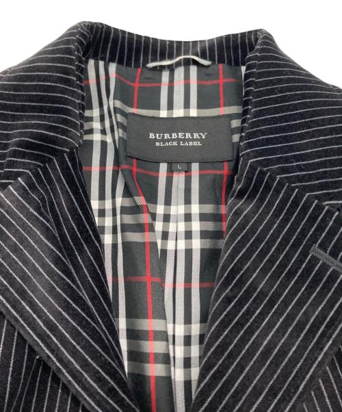 BURBERRY BLACK LABEL（バーバリーブラックレーベル）BURBERRY BLACK LABEL (バーバリーブラックレーベル) ベロア ストライプ テーラードジャケット ブラック サイズ:Lの古着・服飾アイテム