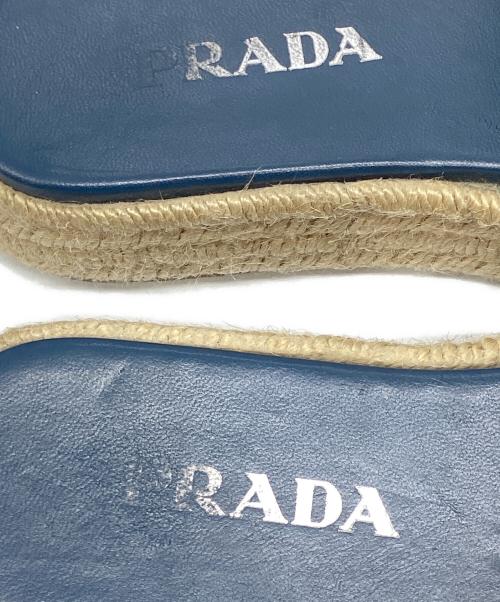 PRADA（プラダ）PRADA (プラダ) エスパドリーユ デニム サンダル ブルー×ベージュ サイズ:37 1/2の古着・服飾アイテム