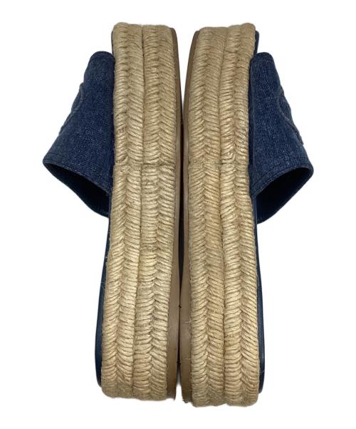 PRADA（プラダ）PRADA (プラダ) エスパドリーユ デニム サンダル ブルー×ベージュ サイズ:37 1/2の古着・服飾アイテム