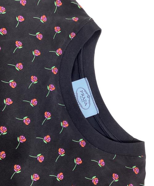 PRADA（プラダ）PRADA (プラダ) フローラル柄Tシャツ ブラック サイズ:Sの古着・服飾アイテム
