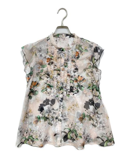 ANAYI（アナイ）ANAYI (アナイ) bouquet プリント ミニフリルブラウス ベージュ サイズ:38 未使用品の古着・服飾アイテム