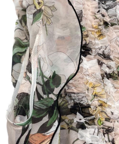 ANAYI（アナイ）ANAYI (アナイ) bouquet プリント ミニフリルブラウス ベージュ サイズ:38 未使用品の古着・服飾アイテム