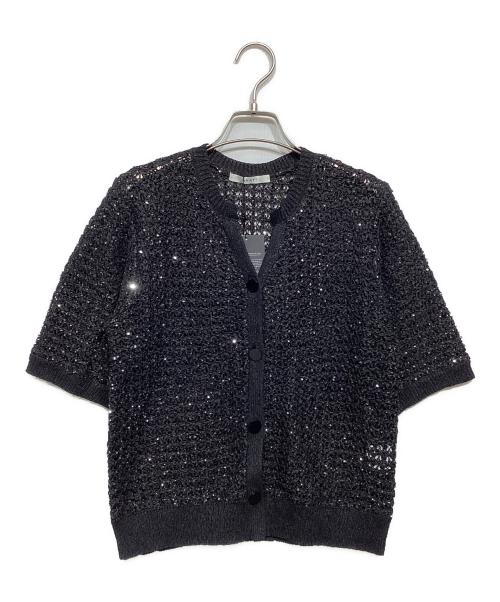 ANAYI（アナイ）ANAYI (アナイ) シークインペーパーヤーン カーディガン ブラック サイズ:38 未使用品の古着・服飾アイテム