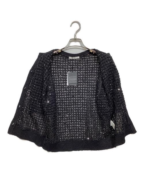 ANAYI（アナイ）ANAYI (アナイ) シークインペーパーヤーン カーディガン ブラック サイズ:38 未使用品の古着・服飾アイテム