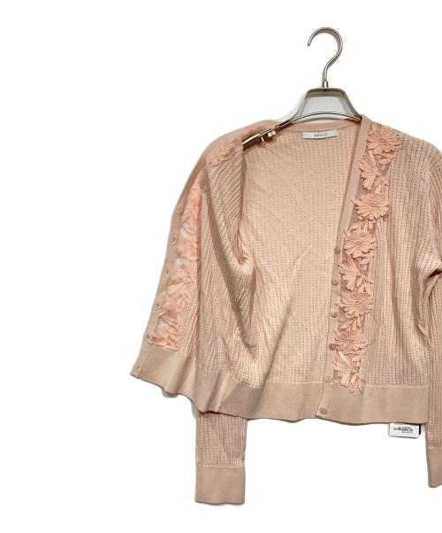 ANAYI（アナイ）ANAYI (アナイ) フルールVネック8分袖カーディガン ピンク サイズ:38 未使用品の古着・服飾アイテム