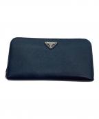PRADAプラダ）の古着「サフィアーノ ラウンドファスナー財布」｜ネイビー