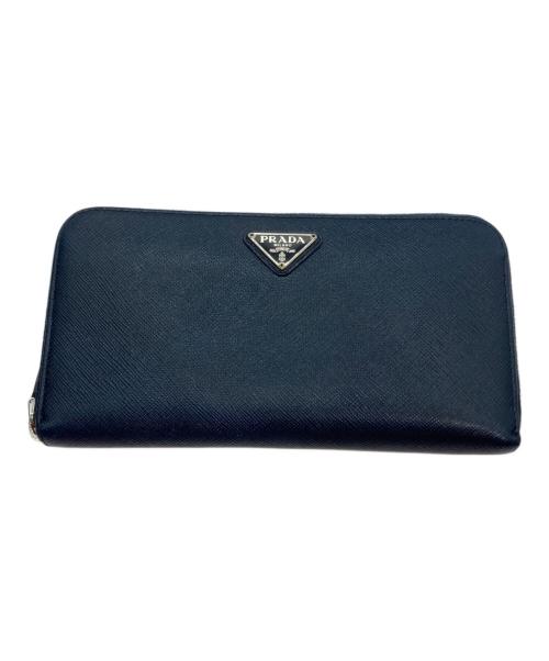 PRADA（プラダ）PRADA (プラダ) サフィアーノ ラウンドファスナー財布 ネイビーの古着・服飾アイテム