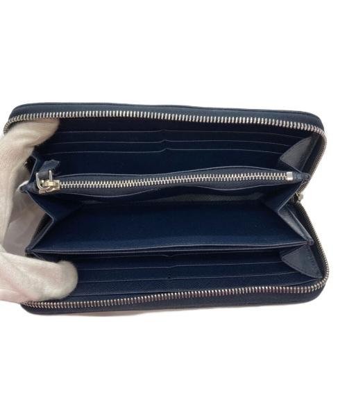 PRADA（プラダ）PRADA (プラダ) サフィアーノ ラウンドファスナー財布 ネイビーの古着・服飾アイテム
