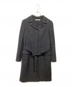 PRADAプラダ）の古着「レザーパイピングコート」｜ブラック