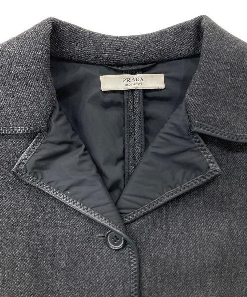 PRADA（プラダ）PRADA (プラダ) レザーパイピングコート ブラック サイズ:40の古着・服飾アイテム