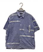 COMME des GARCONS HOMMEコムデギャルソン オム）の古着「ロゴチェッカー柄シャツ　AD2003」｜ブルー×ホワイト