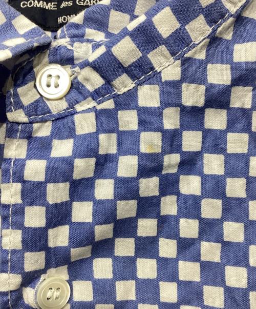 COMME des GARCONS HOMME（コムデギャルソン オム）COMME des GARCONS HOMME (コムデギャルソン オム) ロゴチェッカー柄シャツ　	AD2003  ブルー×ホワイト サイズ:Sの古着・服飾アイテム