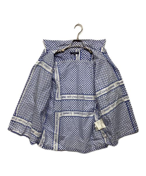 COMME des GARCONS HOMME（コムデギャルソン オム）COMME des GARCONS HOMME (コムデギャルソン オム) ロゴチェッカー柄シャツ　	AD2003  ブルー×ホワイト サイズ:Sの古着・服飾アイテム