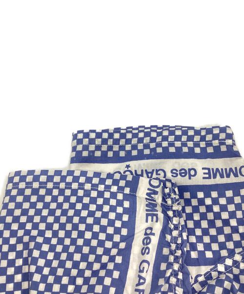COMME des GARCONS HOMME（コムデギャルソン オム）COMME des GARCONS HOMME (コムデギャルソン オム) ロゴチェッカー柄シャツ　	AD2003  ブルー×ホワイト サイズ:Sの古着・服飾アイテム