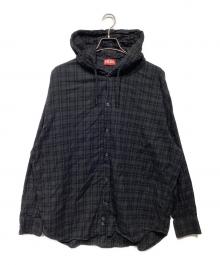 DIESEL（ディーゼル）の古着「フーデッドシャツ」｜ブラック