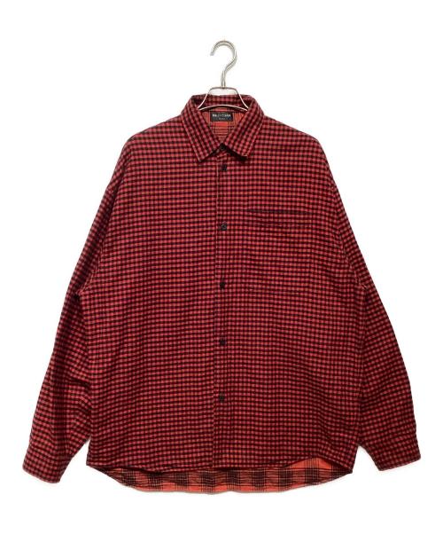BALENCIAGA（バレンシアガ）BALENCIAGA (バレンシアガ) 22AW Reversible Check Shirt レッド サイズ:Mの古着・服飾アイテム