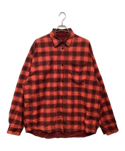 BALENCIAGA（バレンシアガ）BALENCIAGA (バレンシアガ) 22AW Reversible Check Shirt レッド サイズ:Mの古着・服飾アイテム