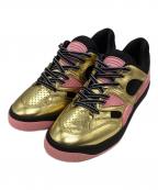 GUCCIグッチ）の古着「BASKET LOW レザーローカットスニーカー725905」｜ゴールド×ピンク
