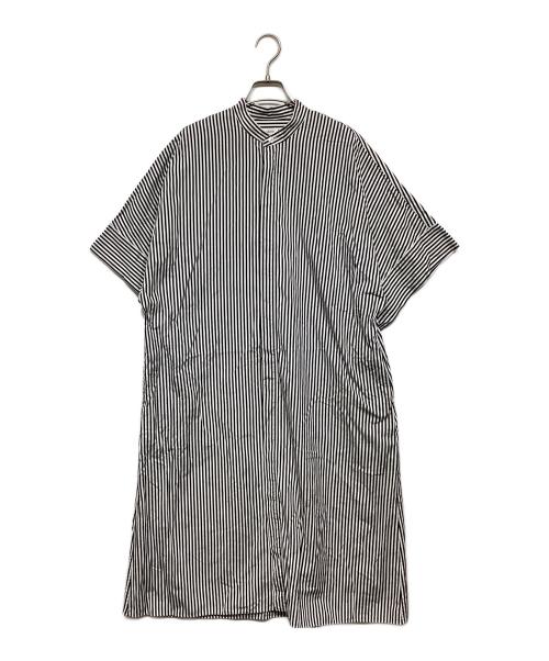 LOEFF（ロエフ）LOEFF (ロエフ) コットンストライプベルテッドワンピース ホワイト×ネイビー サイズ:1の古着・服飾アイテム