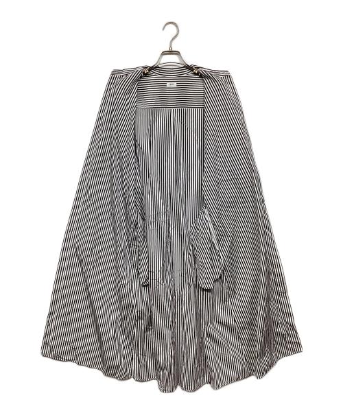 LOEFF（ロエフ）LOEFF (ロエフ) コットンストライプベルテッドワンピース ホワイト×ネイビー サイズ:1の古着・服飾アイテム