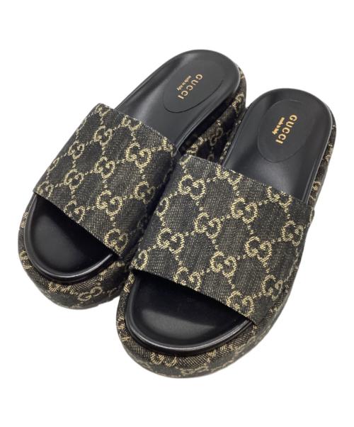 GUCCI（グッチ）GUCCI (グッチ) デニムプラットフォーム ブラック サイズ:37 1/2の古着・服飾アイテム