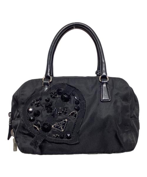 PRADA（プラダ）PRADA (プラダ) イブニングハート ハンドバッグ ブラックの古着・服飾アイテム