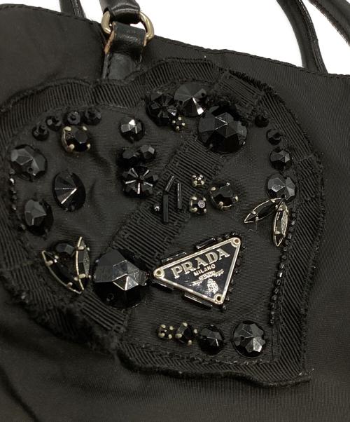 PRADA（プラダ）PRADA (プラダ) イブニングハート ハンドバッグ ブラックの古着・服飾アイテム