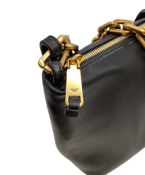 EMPORIO ARMANI（エンポリオ アルマーニ）EMPORIO ARMANI (エンポリオアルマーニ) ホーボーバッグ レザー チェーン付き スモール ブラックの古着・服飾アイテム