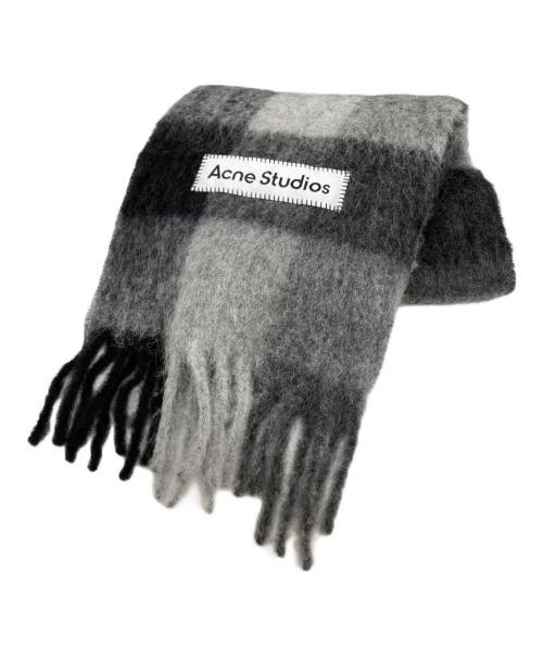 Acne studios（アクネ ストゥディオス）Acne studios (アクネ ストゥディオス) モヘアチェックスカーフ ブラック×グレー サイズ: 28×250ｃｍの古着・服飾アイテム