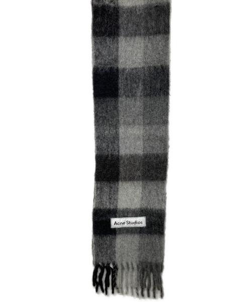 Acne studios（アクネ ストゥディオス）Acne studios (アクネ ストゥディオス) モヘアチェックスカーフ ブラック×グレー サイズ: 28×250ｃｍの古着・服飾アイテム