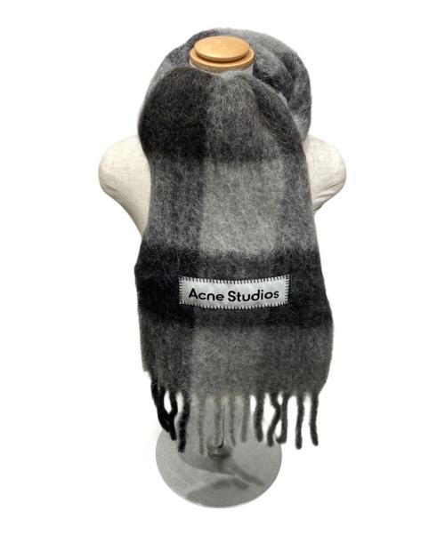 Acne studios（アクネ ストゥディオス）Acne studios (アクネ ストゥディオス) モヘアチェックスカーフ ブラック×グレー サイズ: 28×250ｃｍの古着・服飾アイテム