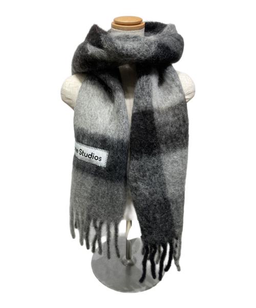 Acne studios（アクネ ストゥディオス）Acne studios (アクネ ストゥディオス) モヘアチェックスカーフ ブラック×グレー サイズ: 28×250ｃｍの古着・服飾アイテム