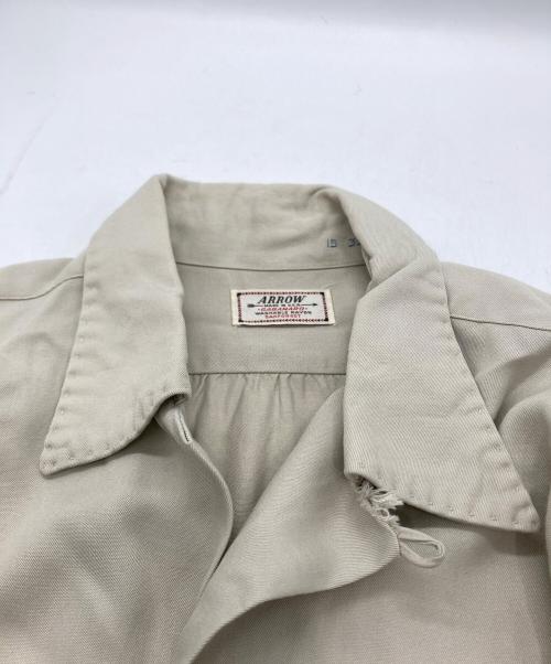 ARROW（アロー）ARROW (アロー) GABANARD 50’S  オープンカラーシャツ グレー サイズ:15/35の古着・服飾アイテム