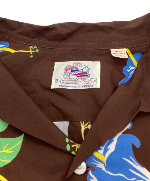 KAHANAMOKU（カハナモク）KAHANAMOKU (カハナモク) アロハシャツ ブラウン サイズ:XLの古着・服飾アイテム