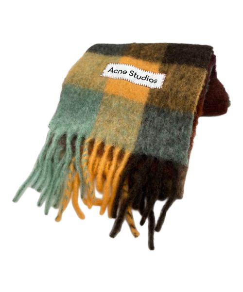 Acne studios（アクネ ストゥディオス）Acne studios (アクネ ストゥディオス) モヘアチェックスカーフ ブラウン×グリーンの古着・服飾アイテム
