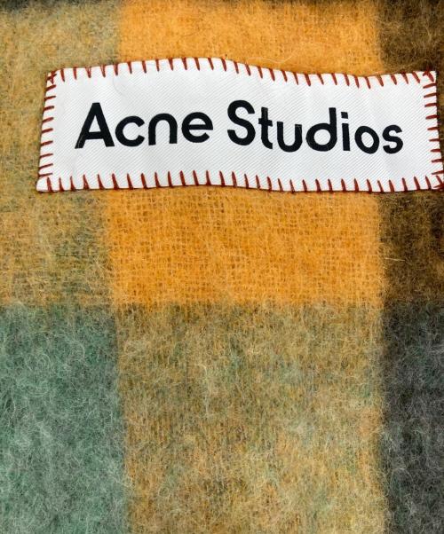 Acne studios（アクネ ストゥディオス）Acne studios (アクネ ストゥディオス) モヘアチェックスカーフ ブラウン×グリーンの古着・服飾アイテム