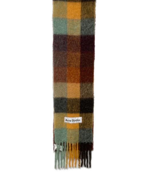 Acne studios（アクネ ストゥディオス）Acne studios (アクネ ストゥディオス) モヘアチェックスカーフ ブラウン×グリーンの古着・服飾アイテム
