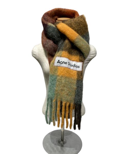 Acne studios（アクネ ストゥディオス）Acne studios (アクネ ストゥディオス) モヘアチェックスカーフ ブラウン×グリーンの古着・服飾アイテム
