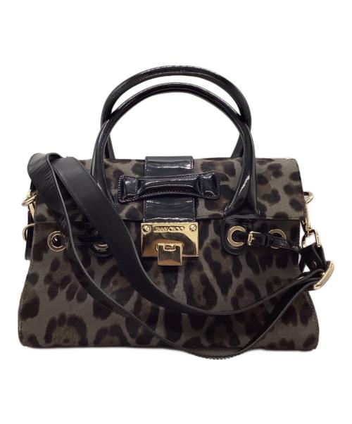 JIMMY CHOO（ジミーチュウ）JIMMY CHOO (ジミーチュウ) レオパード ハラコ2WAYバッグ グレーの古着・服飾アイテム