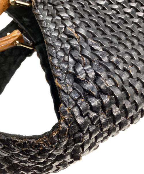 GUCCI（グッチ）GUCCI (グッチ) バンブーハンドル 編み込みショルダーバッグ ブラックの古着・服飾アイテム