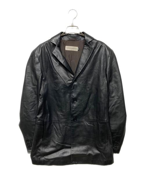 EMPORIO ARMANI（エンポリオ アルマーニ）EMPORIO ARMANI (エンポリオ アルマーニ) ラムレザー3Bジャケット ブラック サイズ:48の古着・服飾アイテム