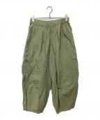nest Robeネストローブ）の古着「コットンリネン コクーンカーゴパンツ」｜グリーン