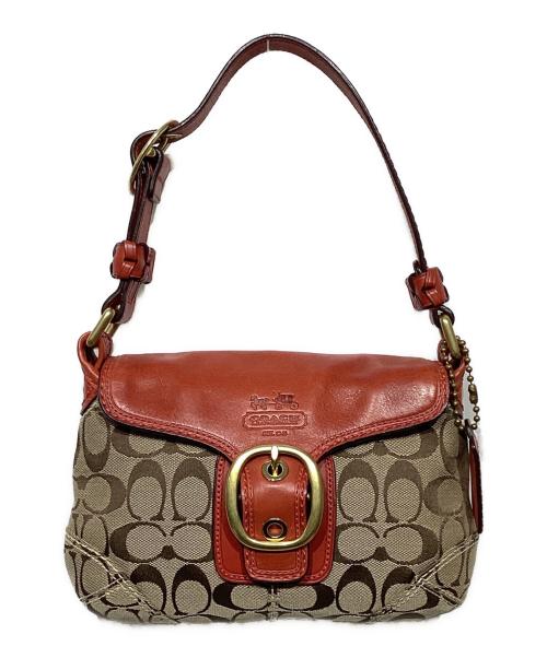 COACH（コーチ）COACH (コーチ) ソーホー ショルダーバッグ ベージュ×レッドの古着・服飾アイテム