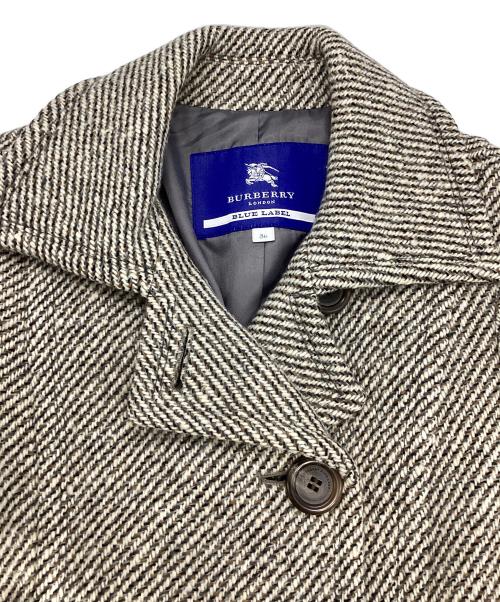 BURBERRY BLUE LABEL（バーバリー ブルー レーベル）BURBERRY BLUE LABEL (バーバリーロンドンブルーレーベル) アンゴラ混ベルト付ツイードコート ベージュ サイズ:36の古着・服飾アイテム