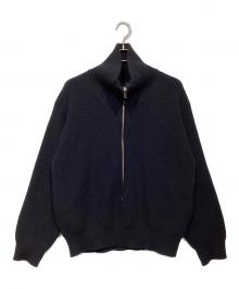 YOKE（ヨーク）の古着「3/4 FRONT ZIP HIGHNECK RIB SWEATER」｜ブラック