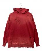 Acne studiosアクネ ストゥディオス）の古着「ダメージプルオーバーパーカー」｜レッド