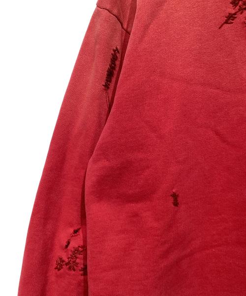 Acne studios（アクネ ストゥディオス）Acne studios (アクネ ストゥディオス) ダメージプルオーバーパーカー レッド サイズ:XXSの古着・服飾アイテム