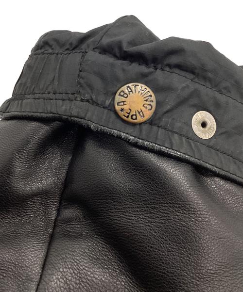 A BATHING APE（ア ベイシング エイプ）A BATHING APE (ア ベイシング エイプ) シープスキンダウンジャケット ブラック サイズ:Lの古着・服飾アイテム